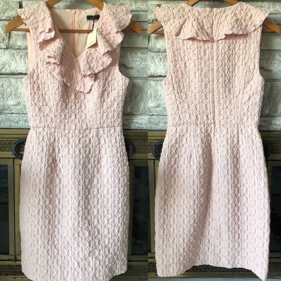 NEW Trina Turk Textured Floral Lined Feminine Pink Midi Stretchy Size 0 Dress - Picture 2 of 16